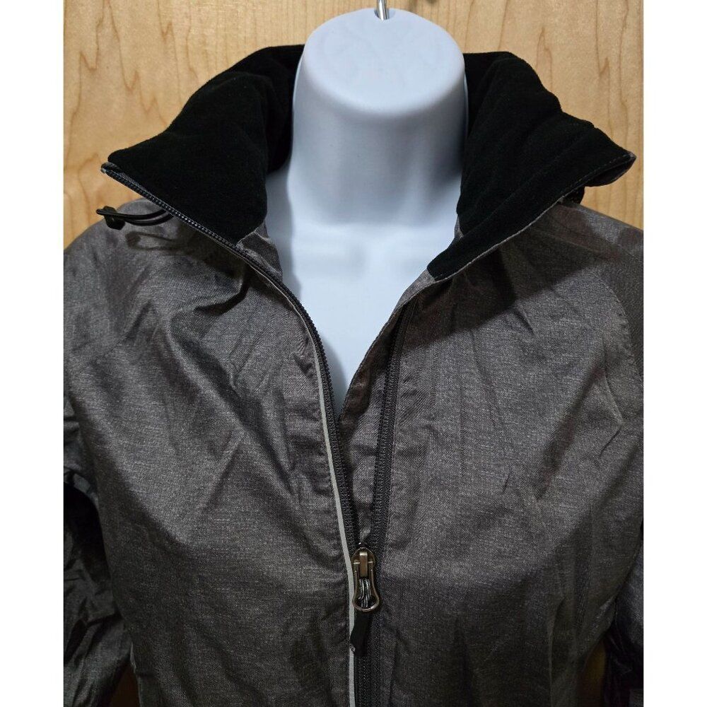Roadrunner Sports Gray Hooded Jacket Fleece Lining workout running granola girl
